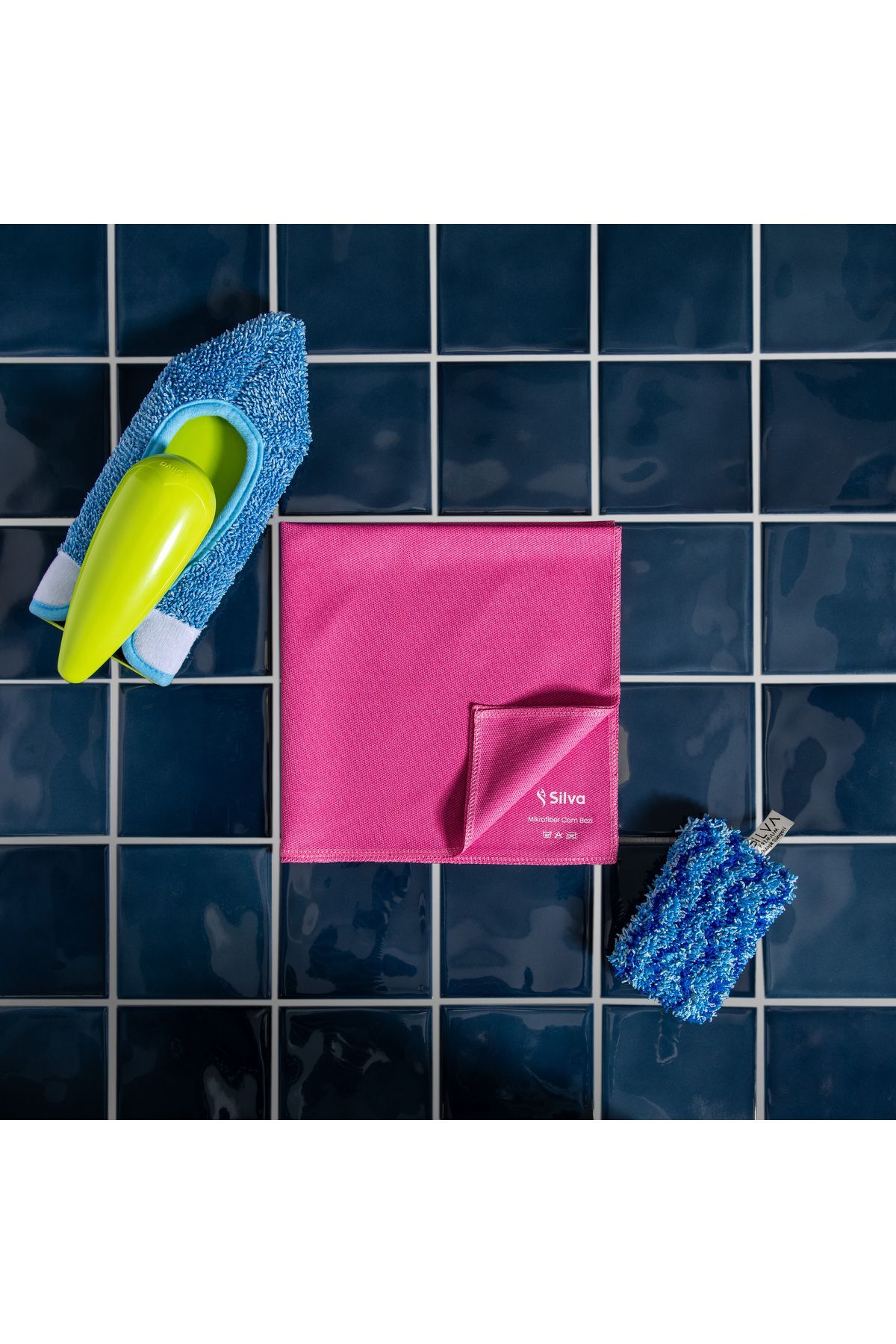 Her Eve Lazım Temizlik Seti  (El Mopu + Mikrofiber Cam Bezi Pembe + Premium Bulaşık Süngeri)