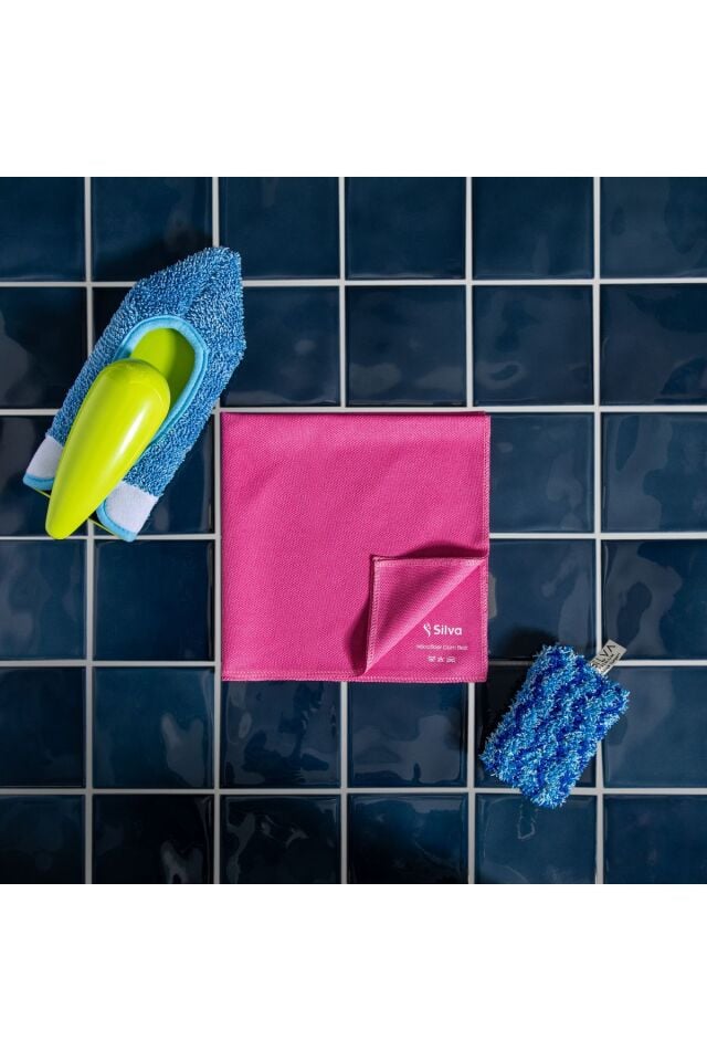 Her Eve Lazım Temizlik Seti  (El Mopu + Mikrofiber Cam Bezi Pembe + Premium Bulaşık Süngeri)