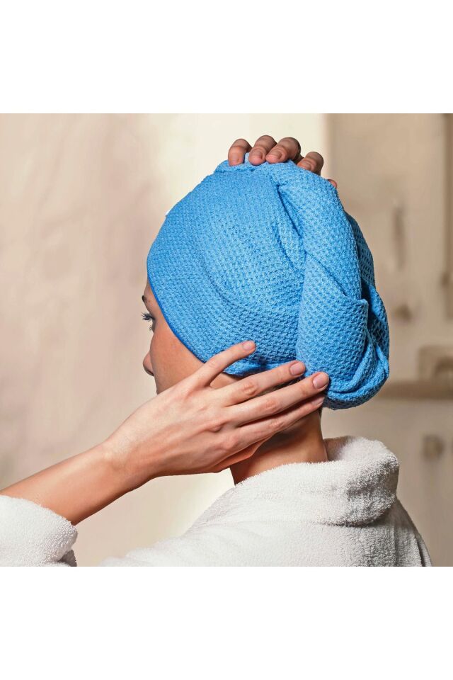 Bakım Seti (Mikrofiber İkili Saç Bonesi Pembe-Mavi + Premium Yüz Temizleme Kesesi)