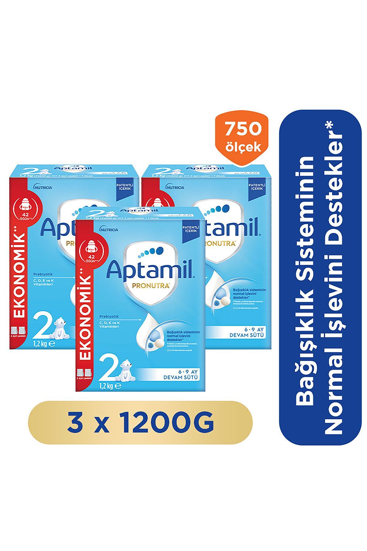 2 Prebiyotikli Devam Sütü 1200 Gr X 3 Adet 3600 Gr