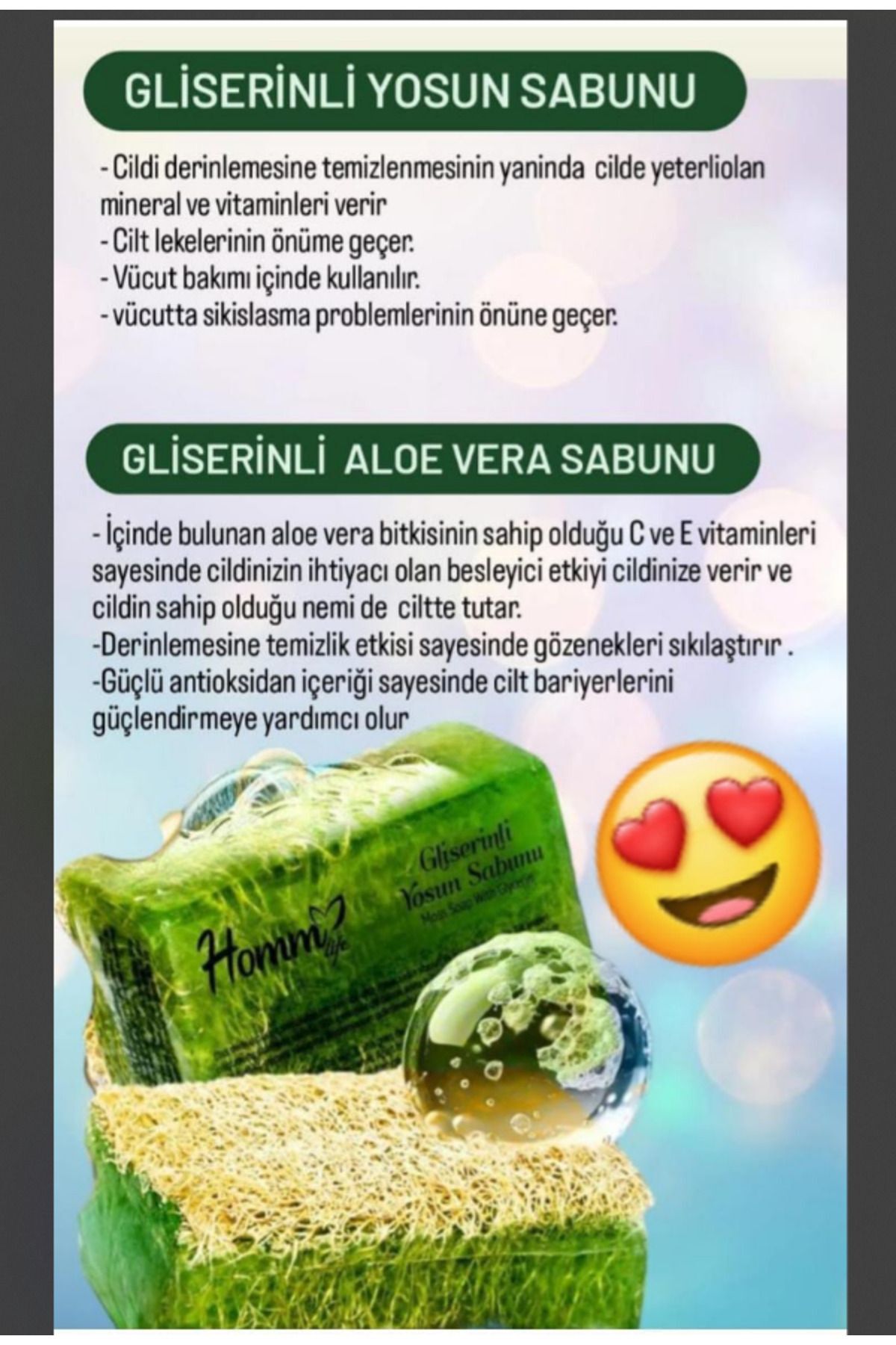 Bitkisel HOMM LIFE GLİSERİNLİ ALOE VERA SABUNU
