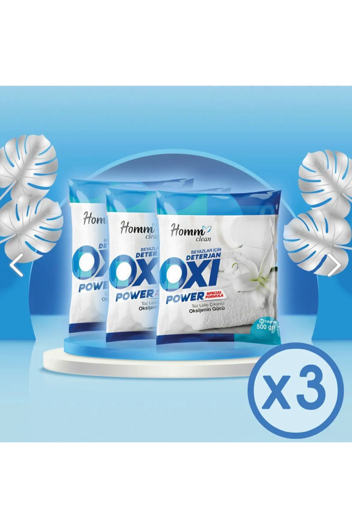 Homm Bitkisel CLEAN OXI Power Beyazlar İÇİN 500 gr Leke Çıkarıcı 3 ADET
