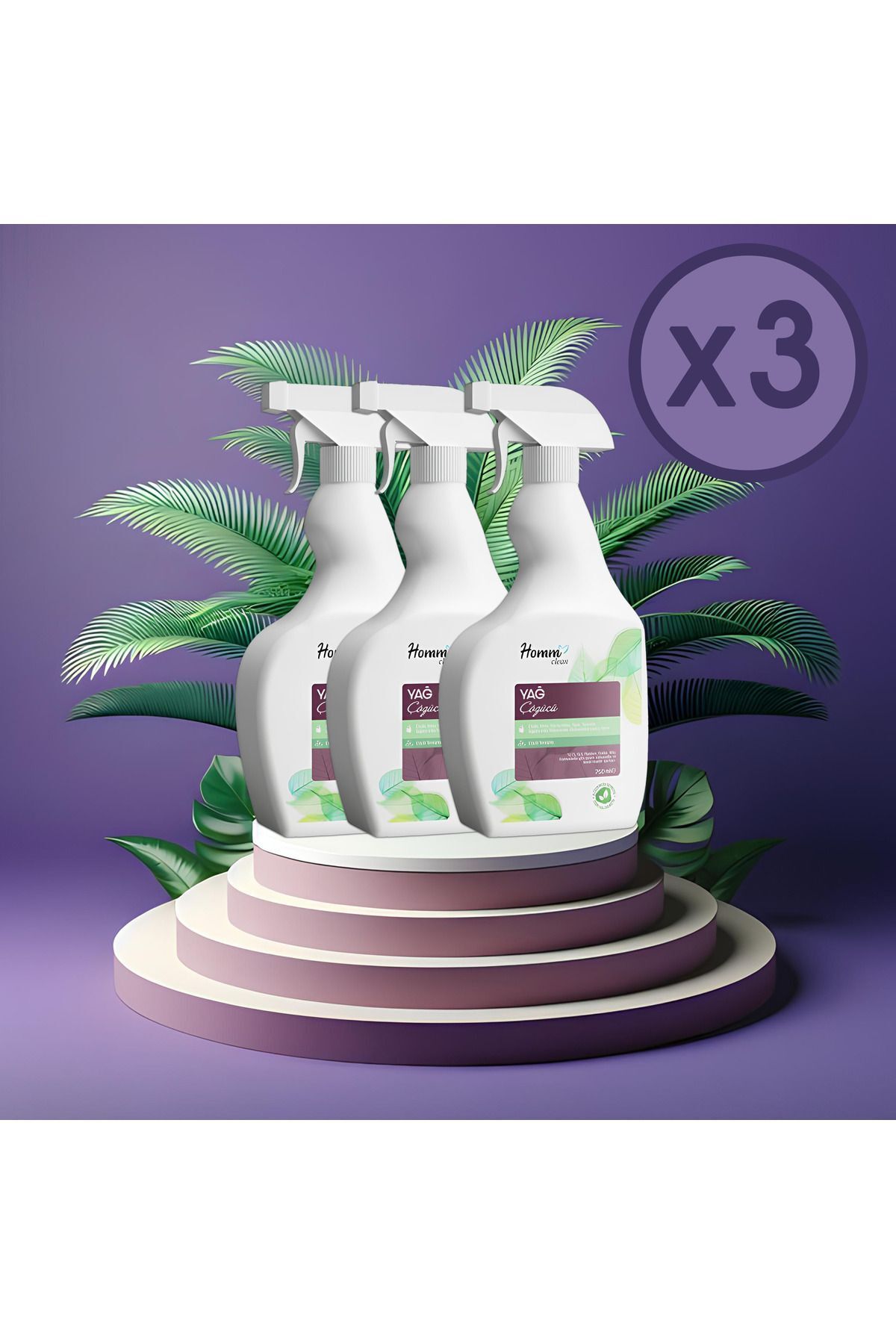 HOMM CLEAN YAĞ ÇÖZÜCÜ SPREY 750 ML 3 ADET
