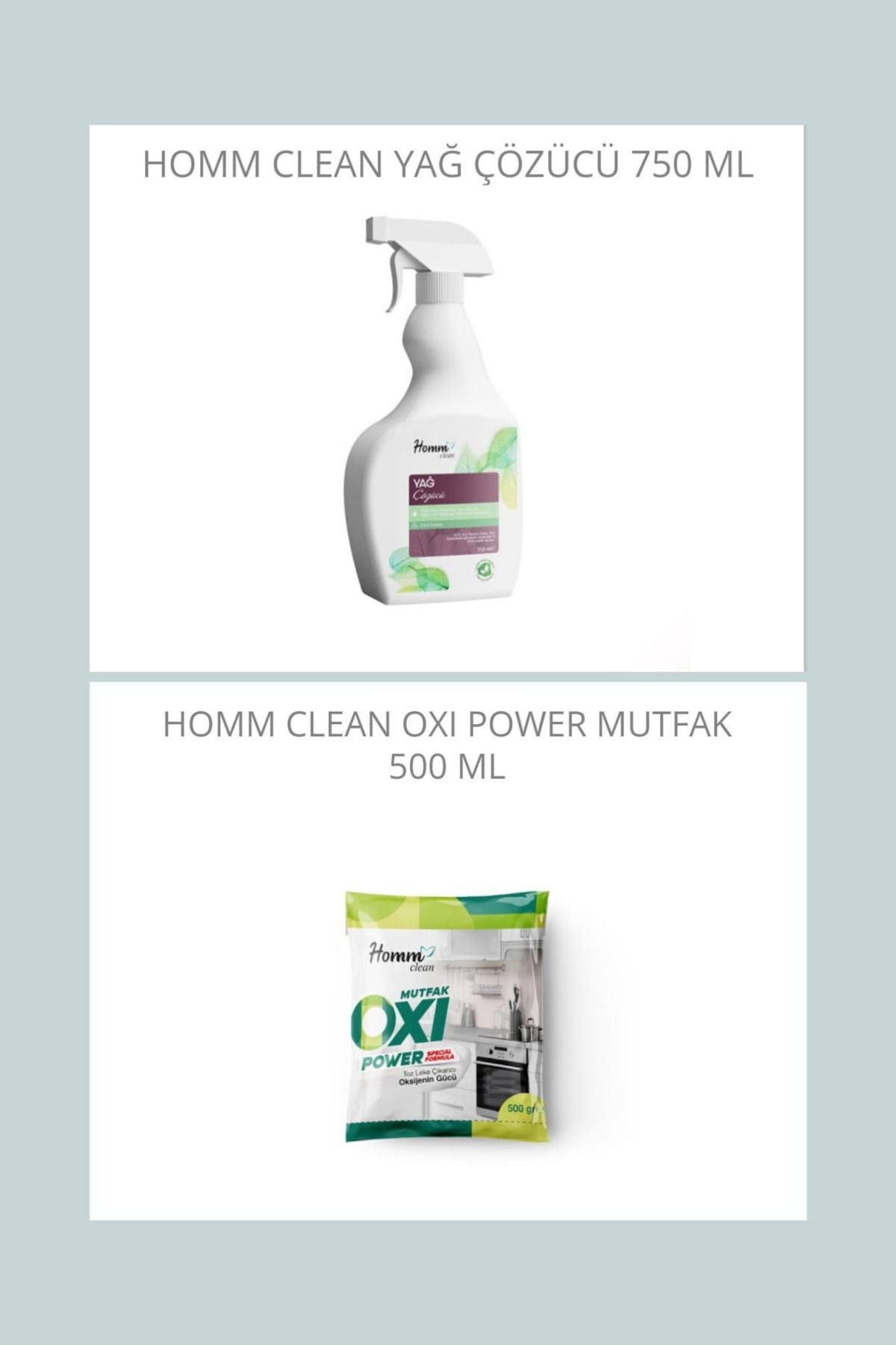Yağ Çözücü 750 Ml ve HOMM CLEAN OXI POWER MUTFAK 500 ML MUTFAK TEMİZLİK SETİ