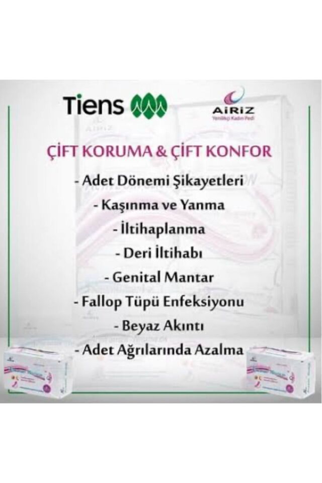 Tiens Airiz Hijyenik Kadın Pedi 5 Paket 30'lu Günlük 1 Paket 8'li Gece