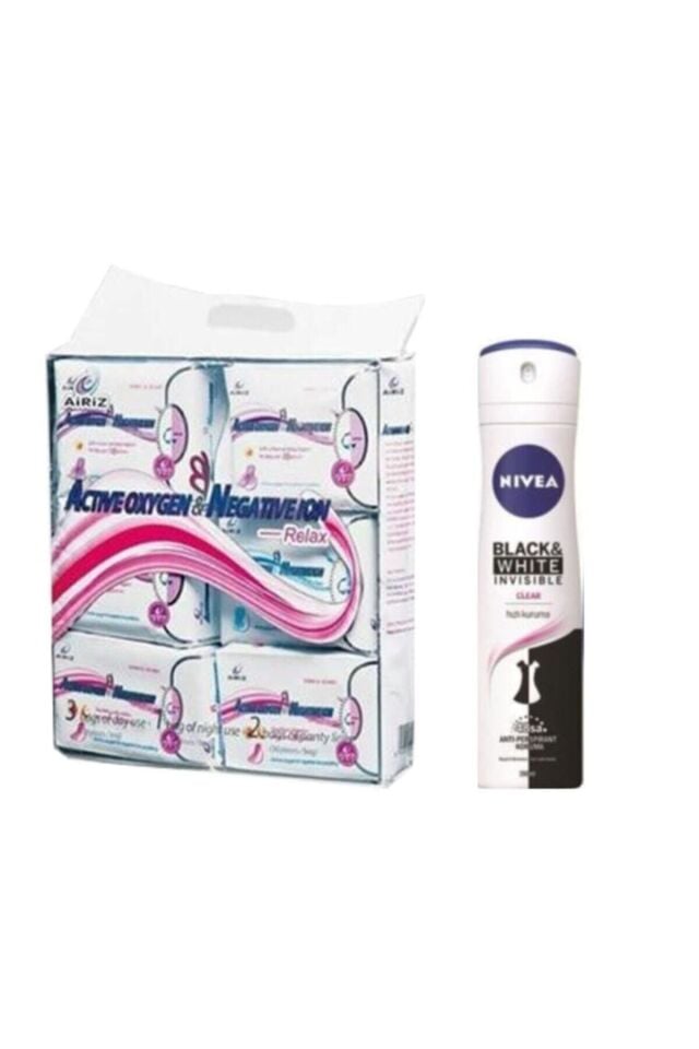 Airiz Hijyenik Kadın Pedi 6'lı Paket 98 Adet Pamuklu Organik+nivea Invisible B&w Deodorant