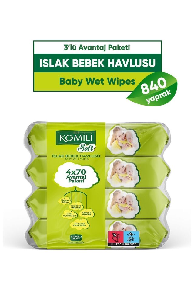 Soft Islak Havlu 4 X 70 - 3'lü Paket - 840 Yaprak
