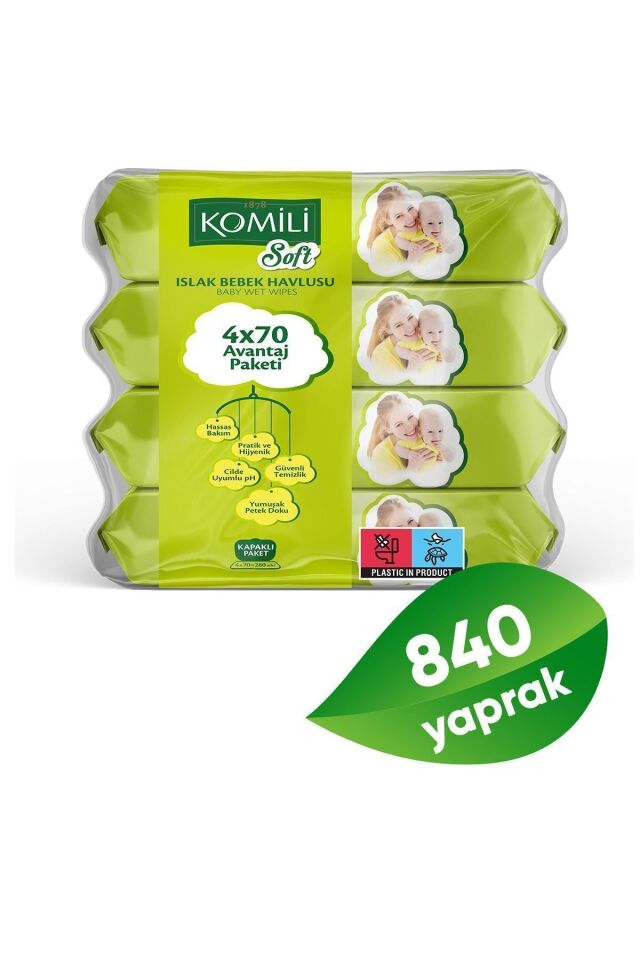 Soft Islak Havlu 4 X 70 - 3'lü Paket - 840 Yaprak