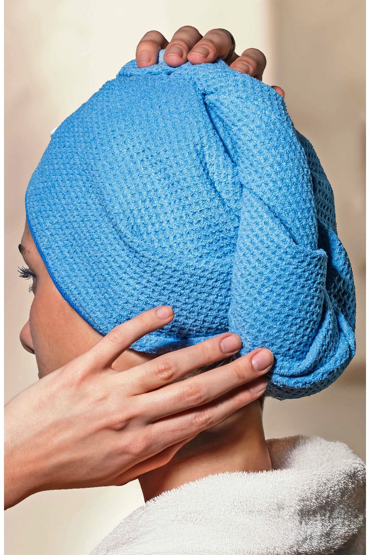 Mikrofiber Saç Bonesi Mavi