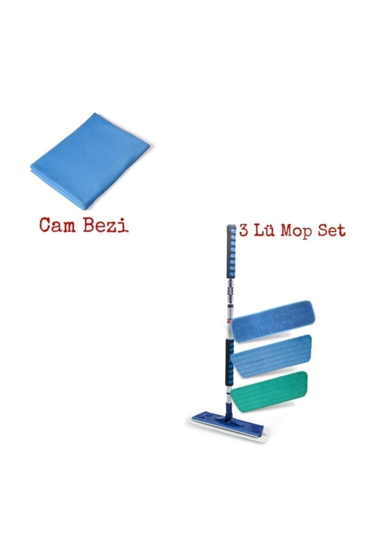 Silva Mikrofiber Mop 3 Lü Set + Silva Mavi Cam Bezi