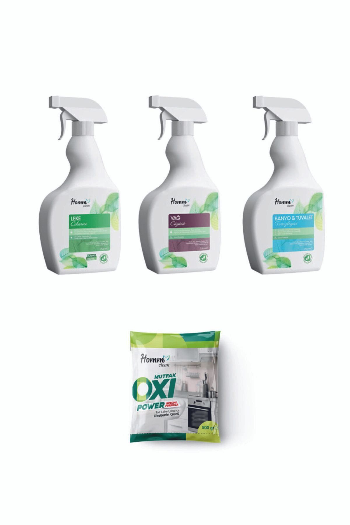 4'lü Temizlik Seti Leke Çıkarıcı Yağ Çözücü Oxi Toz Leke Çıkarıcı Banyo Ve Tuvalet Temizleyici