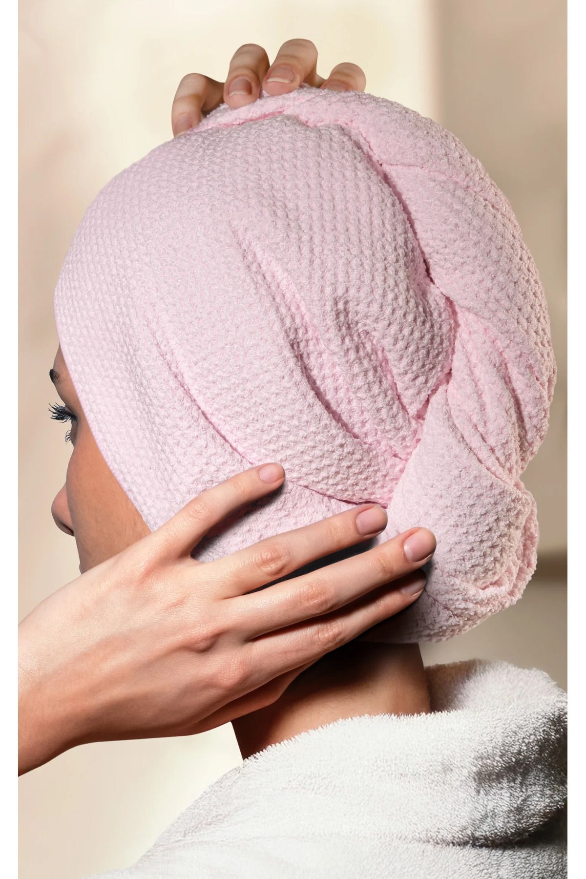 Mikrofiber Saç Bonesi Pembe