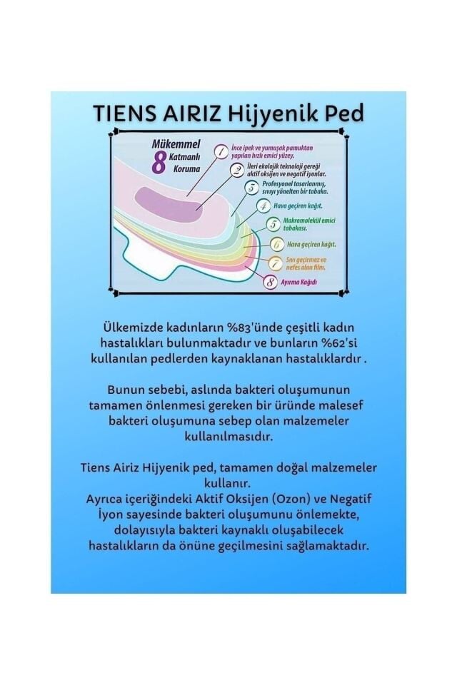 Tiens Hijyenik Kadın Pedi Seti 6'lı Paket 98 Adet