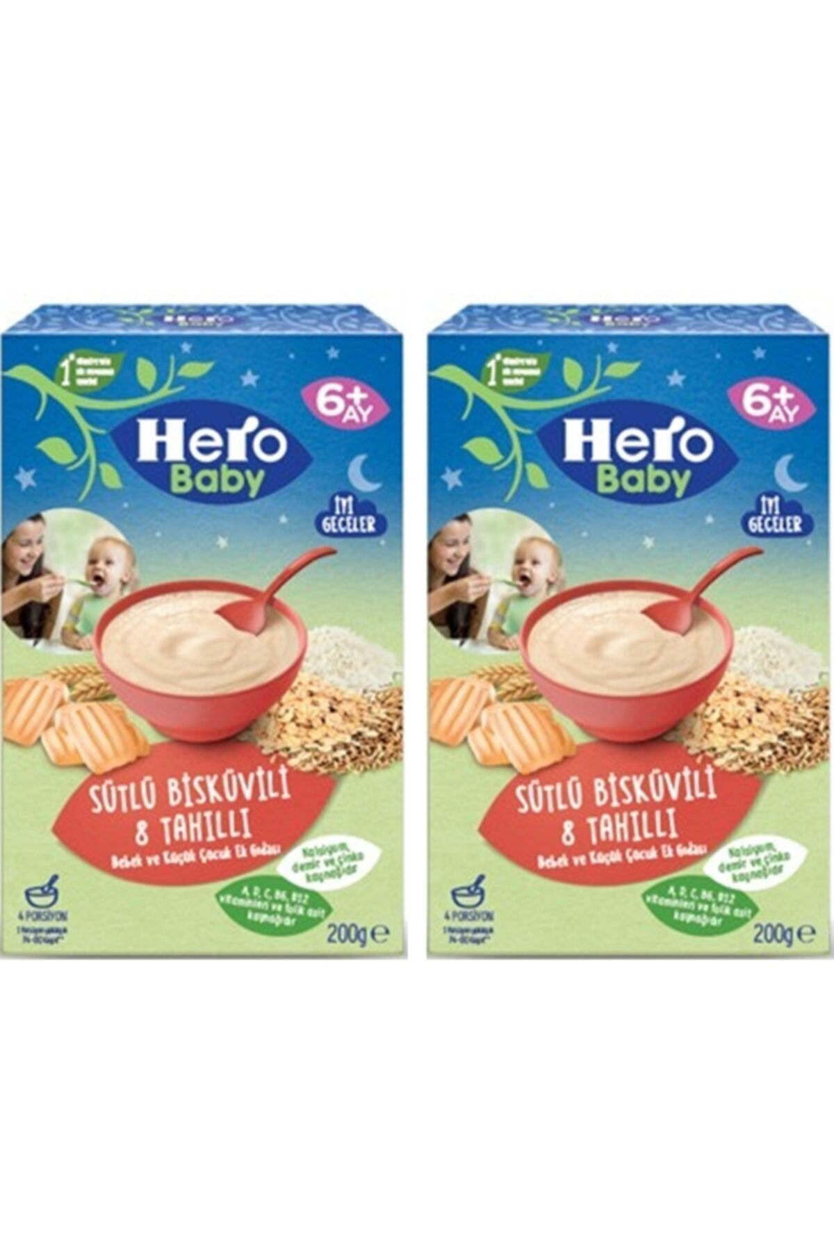 Sütlü Bisküvili 8 Tahıllı Kaşık Maması 6+ Ay 200 Gr X 2 Adet